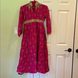 HOT PINK PURE SILK JAMAWAR SHALWAR KAMEEZ
